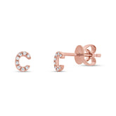 0.06ct 14k Rose Gold Diamond "C" Stud Earring